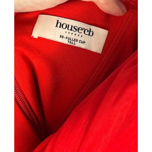 HOUSE OF CB Sz XS Fuller Cup Tall Longer Length Scarlet Red Alana Mini Dress - Picture 3 of 9